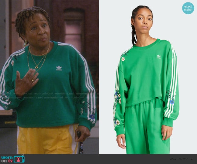 Adidas Floral Graphics Sweatshirt worn by Lucretia Turner (Wanda Sykes) on The Upshaws