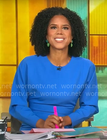 Adriana Diaz's blue long sleeved midi dress on CBS Mornings