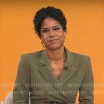 Adriana Diaz’s olive green belted blazer on CBS Mornings