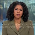 Adriana Diaz’s olive green belted blazer on CBS Mornings