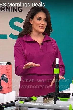 Adriane Kiss's magenta zip sweatshirt on CBS Mornings