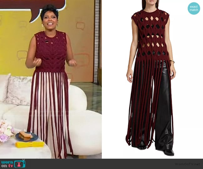 Akvas Fausti Cable-Knit Fringe Top worn by Tamron Hall on Tamron Hall Show