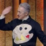 Alan Cumming’s paint palette print jacket on Live with Kelly and Mark