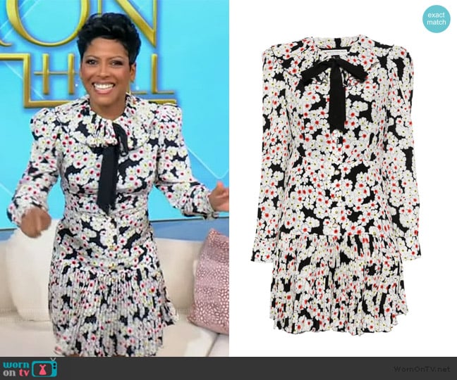 Alessandra Rich Daisy-Printed Pleated Dress worn by Tamron Hall on Tamron Hall Show