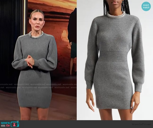 Alexander Wang Mini Sweater Dress with Crystal Hotfix Tubular Collar worn by Keltie Knight on E! News