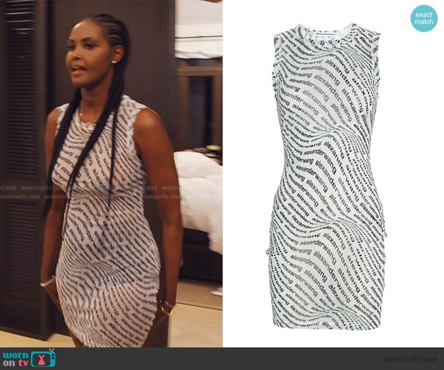 Alexander Wang Sleeveless Stretch Logo Mesh Dress worn by Ubah Hassan on The Real Housewives of New York City