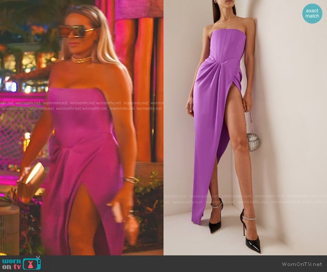  Ledger Satin-Crepe Strapless Gown By Alex Perry worn by Heather Gay on The Real Housewives of Salt Lake City