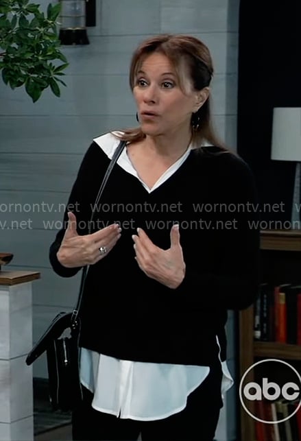 Alexis's black layered sweater on General Hospital