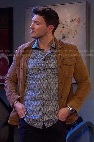 Alex's paisley print shirt and beige jacket on Days of our Lives