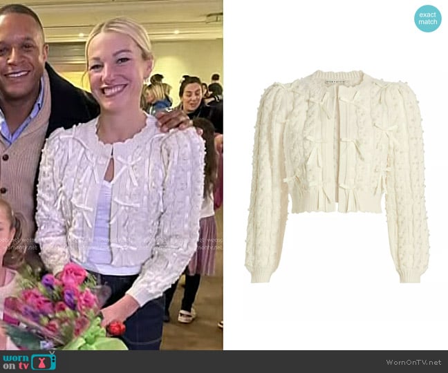 Alice + Olivia Kitty Bow Cardigan worn by Lindsay Czarniak on Today