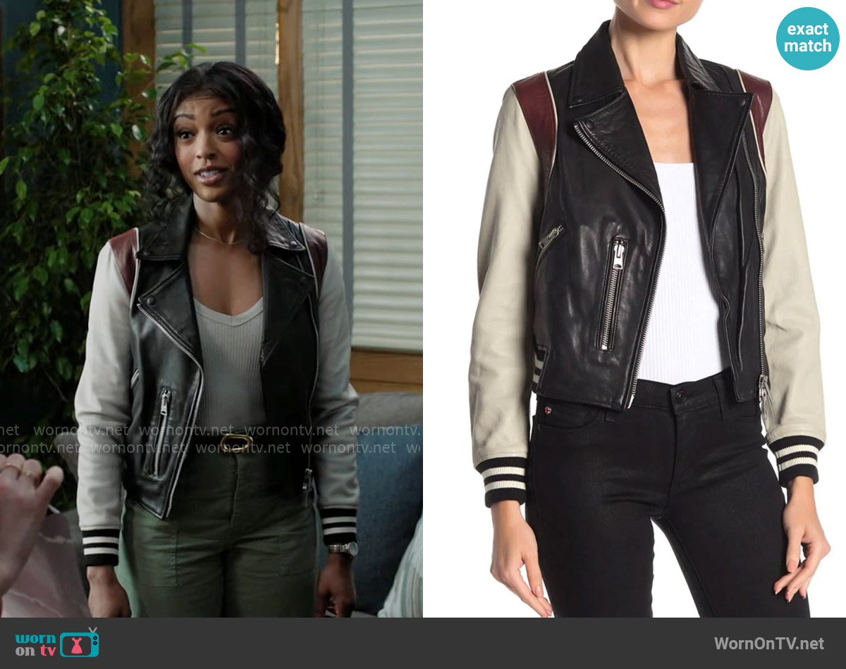 All Saints Colorblock Leather Jacket worn by Daphne (Javicia Leslie) on High Potential