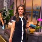 Alyssa’s black contrast button front mini dress on The View