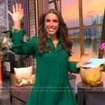 Alyssa’s green asymmetric mini shirtdress on The View