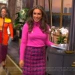 Alyssa’s pink tweed check skirt on The View