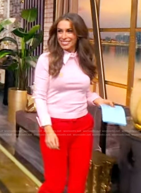 Alyssa’s pink collared sweater on The View