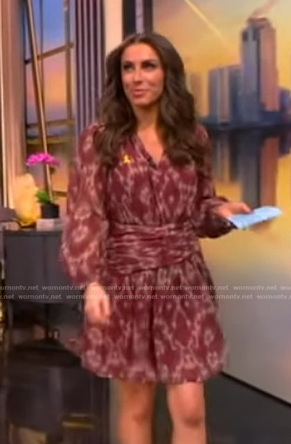 Alyssa’s printed tie neck mini dress on The View