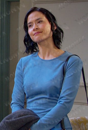 Amy’s blue velvet dress on Days of our Lives