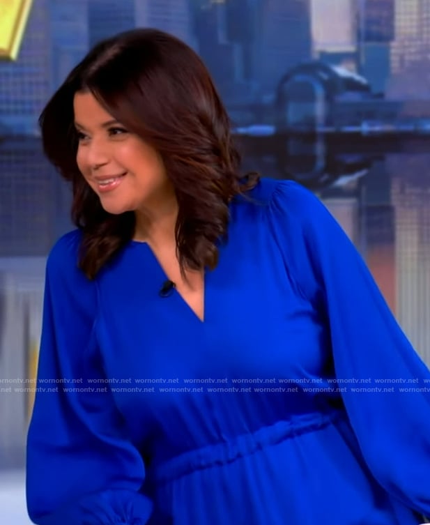 Ana's blue v-neck dress on The View