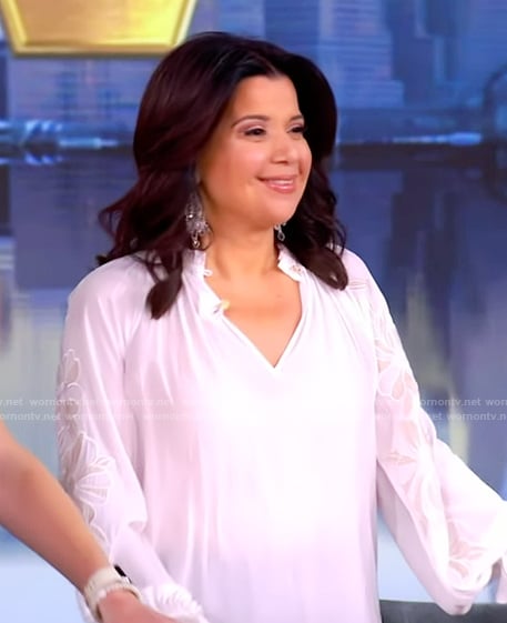 Ana's white embroidered blouse on The View