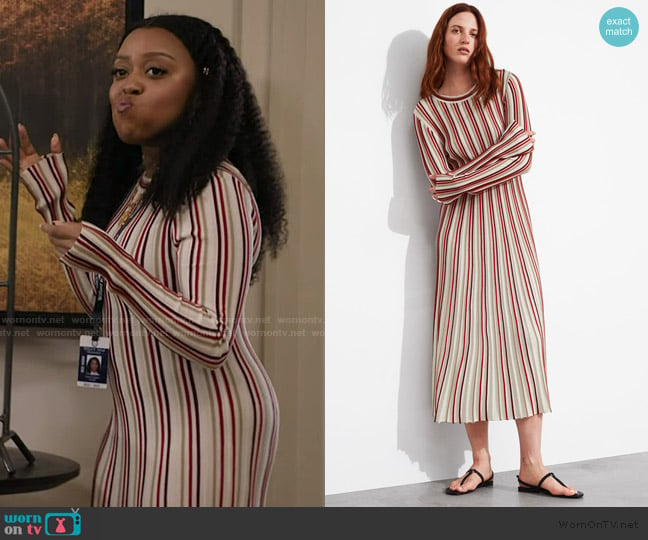 & Other Stories Striped Midi Dress worn by Janine Teagues (Quinta Brunson) on Abbott Elementary