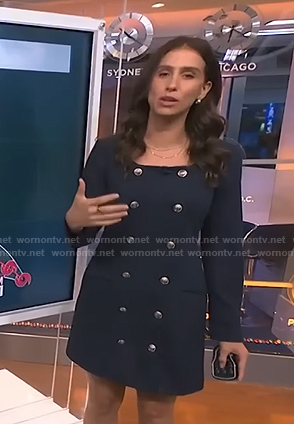 Angie Lassman's navy double breasted mini dress on Today