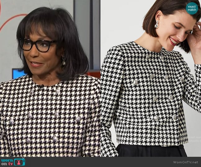 Rehema Ellis’s houndstooth jacket on NBC News Daily