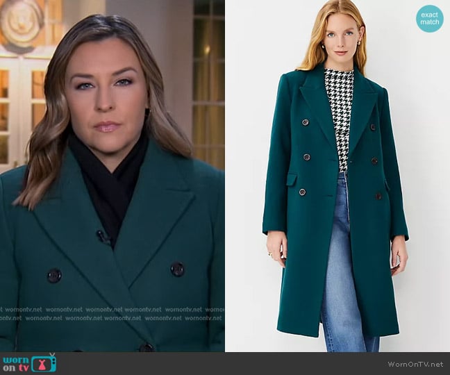 Ann Taylor Wool Blend Tailored Chesterfield Coat worn by Mary Bruce on Good Morning America