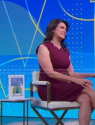 Anne Marie Anderson’s burgundy scalloped dress on Good Morning America