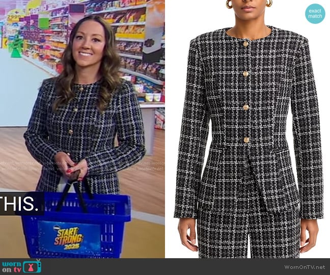 Aqua Tweed Plaid Blazer worn by Lorraine Kearney on Good Morning America