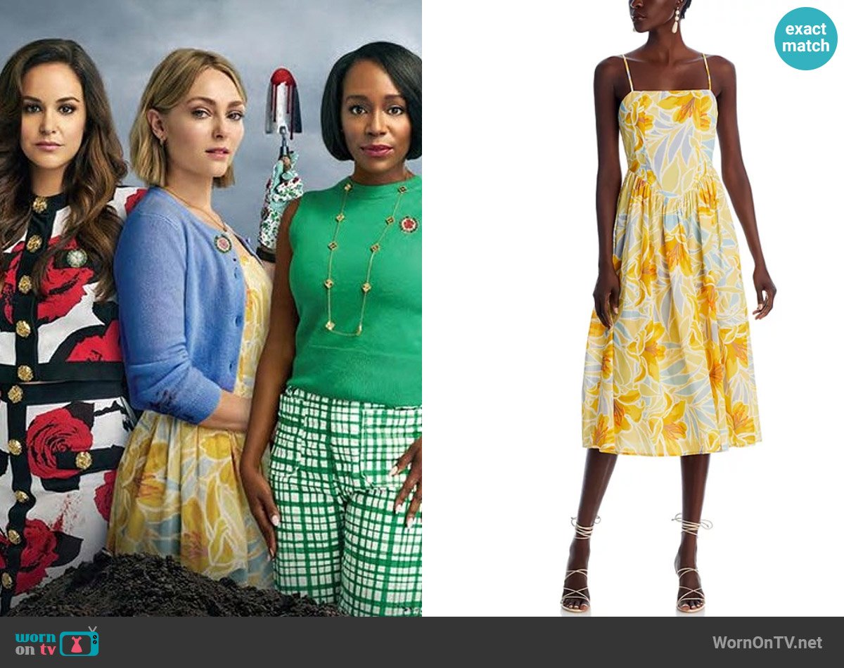 Aqua Tropical Floral Midi Dress worn by Alice (AnnaSophia Robb) on Grosse Pointe Garden Society