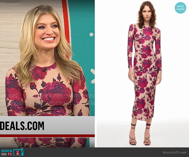 Arias New York Draped Pencil Dress worn by Ashley Bellman on CBS Mornings