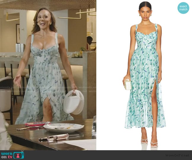 Ashley’s blue floral print dress on RHOP