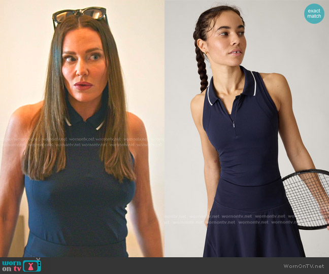 Athleta Momentum Seamless Polo Tank in Navy worn by Meredith Marks on The Real Housewives of Salt Lake City