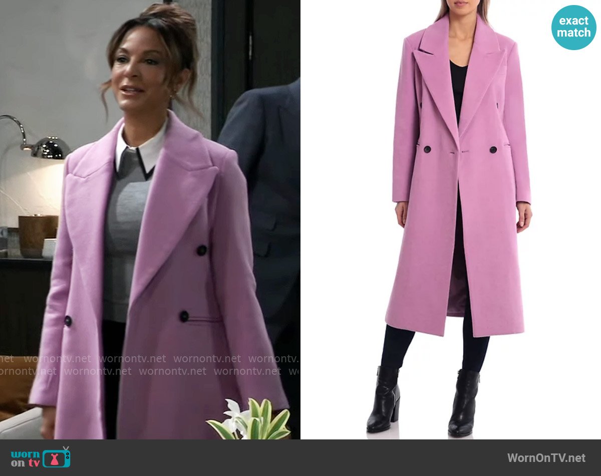 Avec Les Filles Double Breasted Tailored Coat worn by Natalia (Eva LaRue) on General Hospital