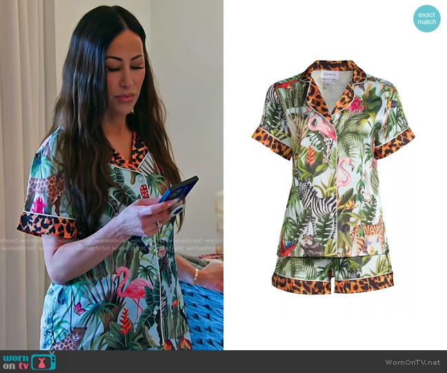 Averie Sleep Into The Wild Suri Laguna 2-Piece Pajama Set worn by Angie Katsanevas on The Real Housewives of Salt Lake City