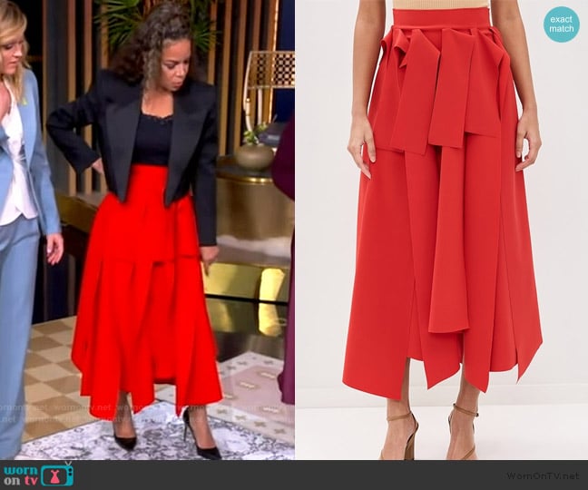 A.W.A.K.E. MODE Pieced Asymmetric Skirt worn by Sunny Hostin on The View