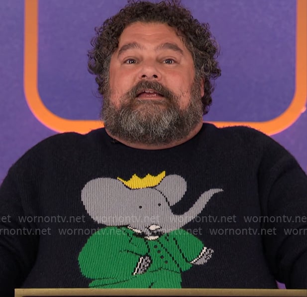 Bobby Moynihan's Babar sweater on Hollywood Squares