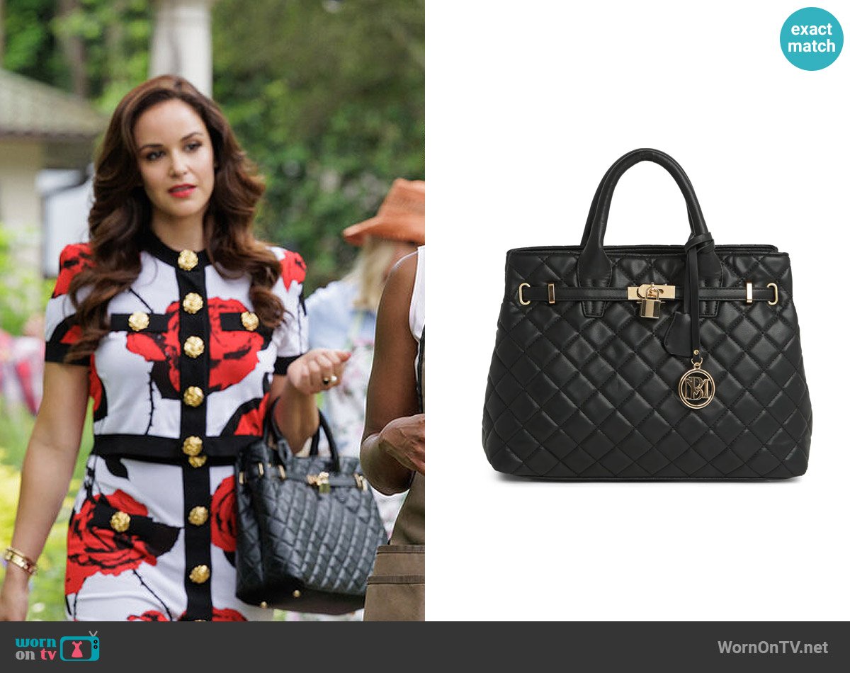 Badgley Mischka Large Diamond Quilted Tote Bag worn by Birdie (Melissa Fumero) on Grosse Pointe Garden Society