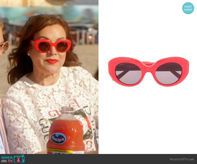 Balenciaga Oversized Round-frame Sunglasses worn by Jennifer Tilly on The Real Housewives of Beverly Hills