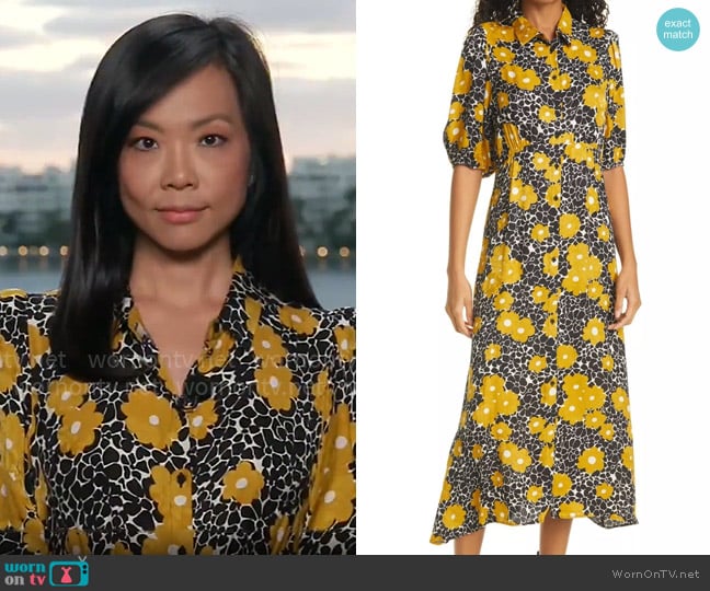 ba&sh Babette Dress worn by Weijia Jiang on CBS Mornings