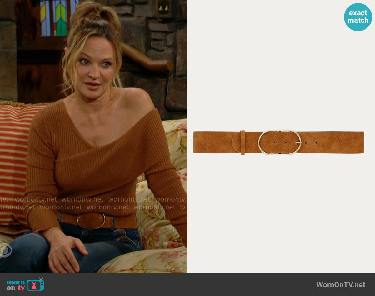 ba&sh Cole Belt in Brown worn by Sharon Newman (Sharon Case) on The Young and the Restless