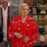 Belle’s red floral robe on Days of our Lives