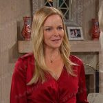 Belle’s red twist front blouse on Days of our Lives