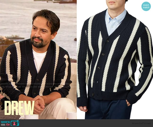 Lin-Manuel’s striped cardigan on The Drew Barrymore Show