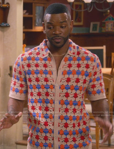 Bernard's crochet knit shirt on The Upshaws