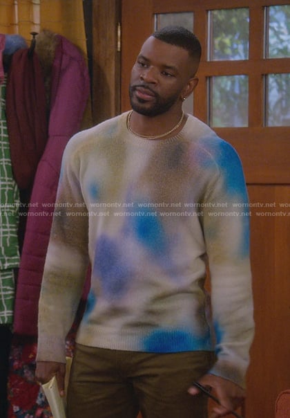 Bernard's tie dye print sweater on The Upshaws