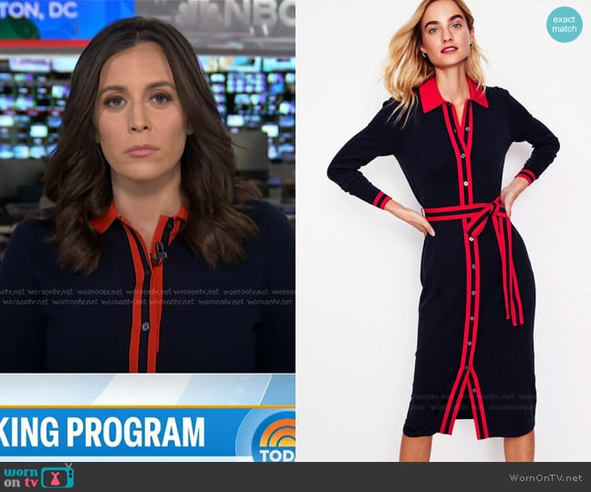 Boden Victoria Knitted Shirt Dress worn by Hallie Jackson on Today