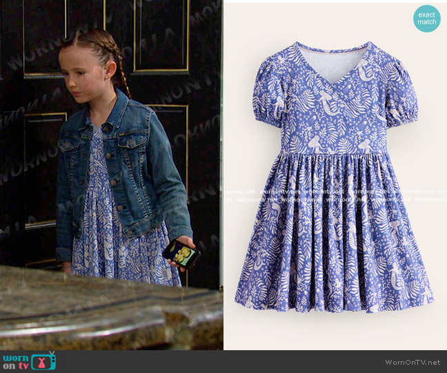 Boden Twirly Ballerina Dress in Surf Blue Mermaids worn by Rachel Black (Finley Rose Slater) on Days of our Lives