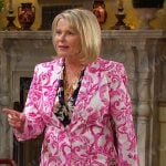 Bonnie’s pink floral print blazer and pant suit on Days of our Lives