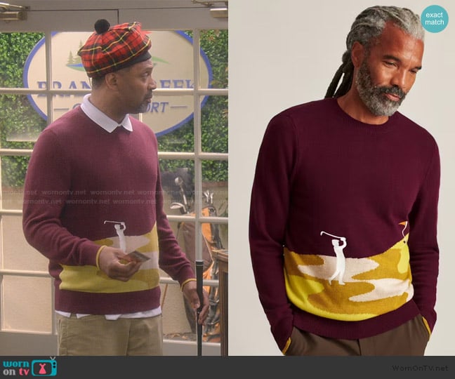 Bonobos Limited Edition Golf Sweater worn by Bernard Upshaw (Mike Epps) on The Upshaws